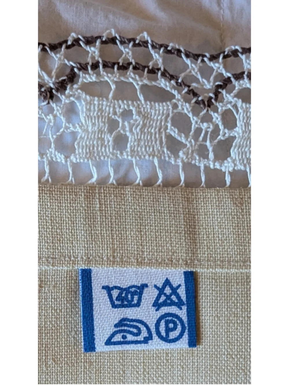 Vintage Vamberacka Krajka Table Linen Beige White Hand Crochet Lace Edge 27